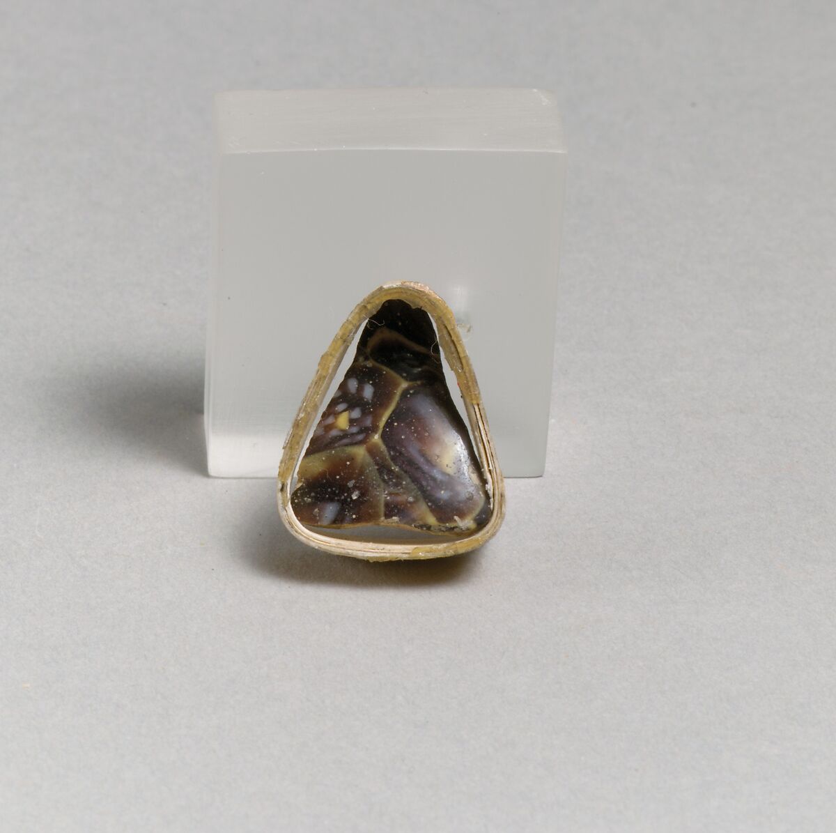 Glass mosaic carinated bowl fragment, Glass, Roman 