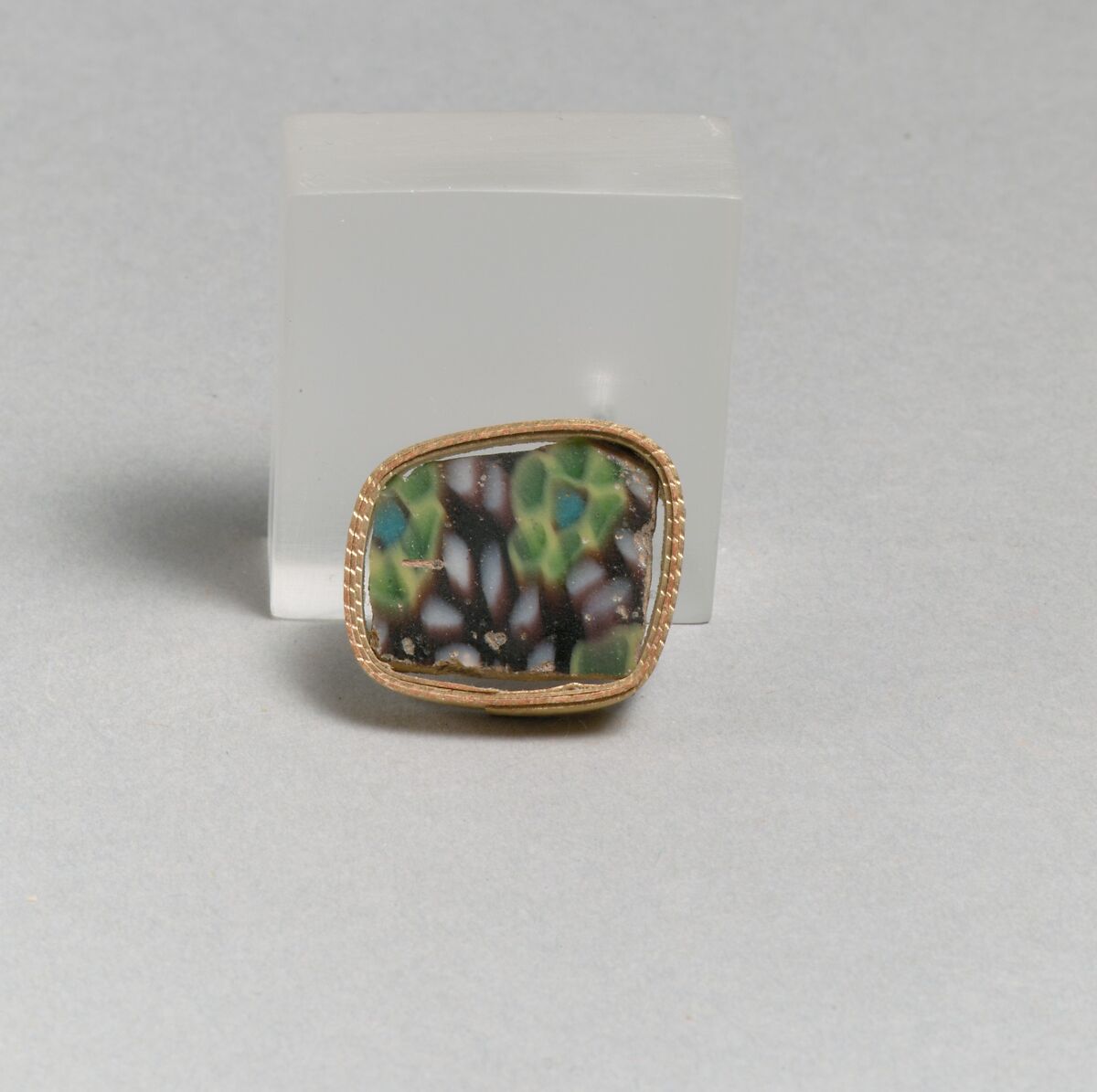 Glass mosaic inlay fragment, Glass, Roman 