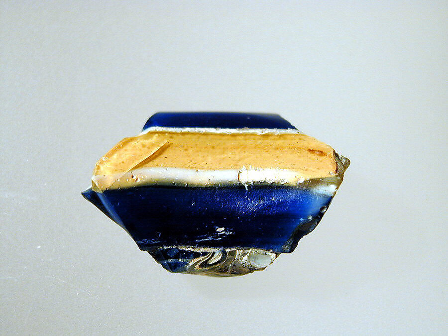 Glass ribbon mosaic base fragment, Glass, Roman 