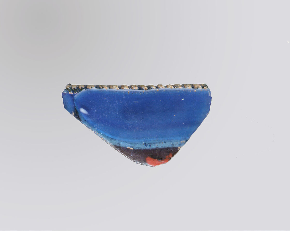 Glass mosaic meandering-strip bowl fragment, Glass, Roman 