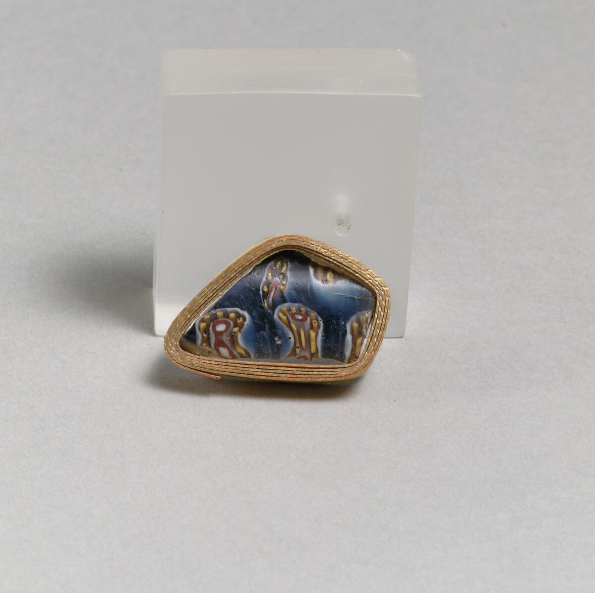 Glass mosaic carinated bowl fragment, Glass, Roman 
