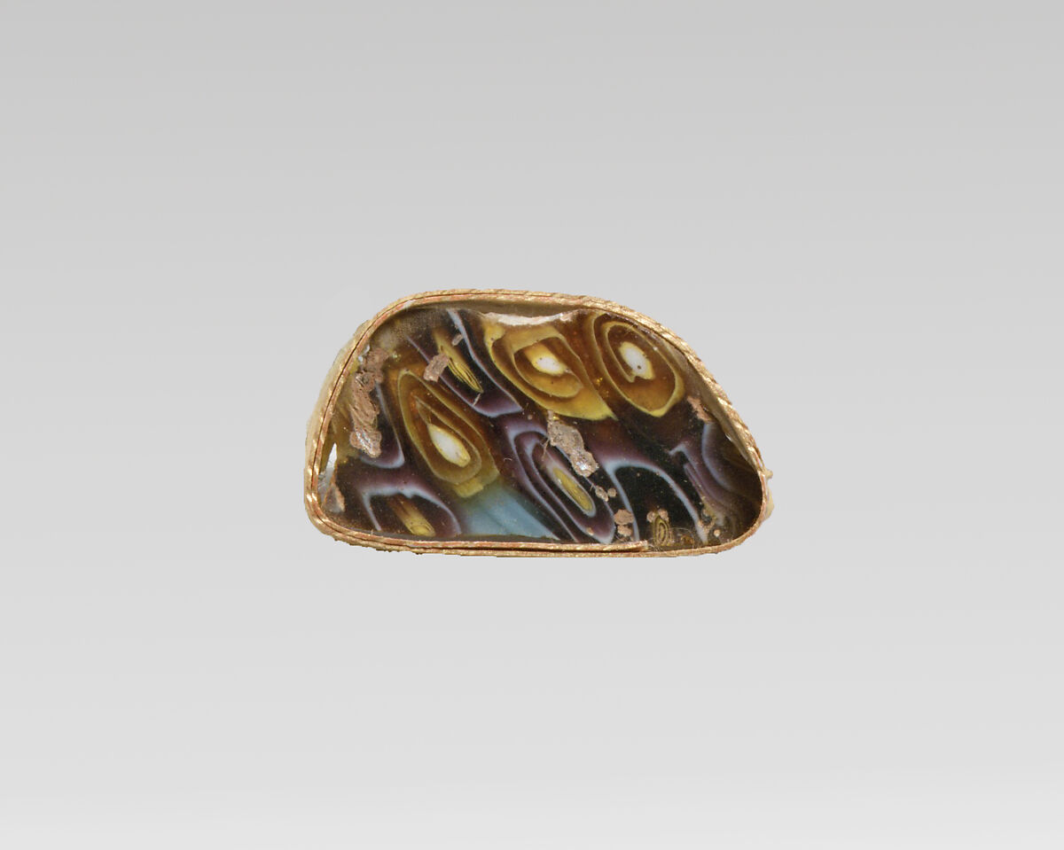 Glass mosaic carinated bowl fragment, Glass, Roman 