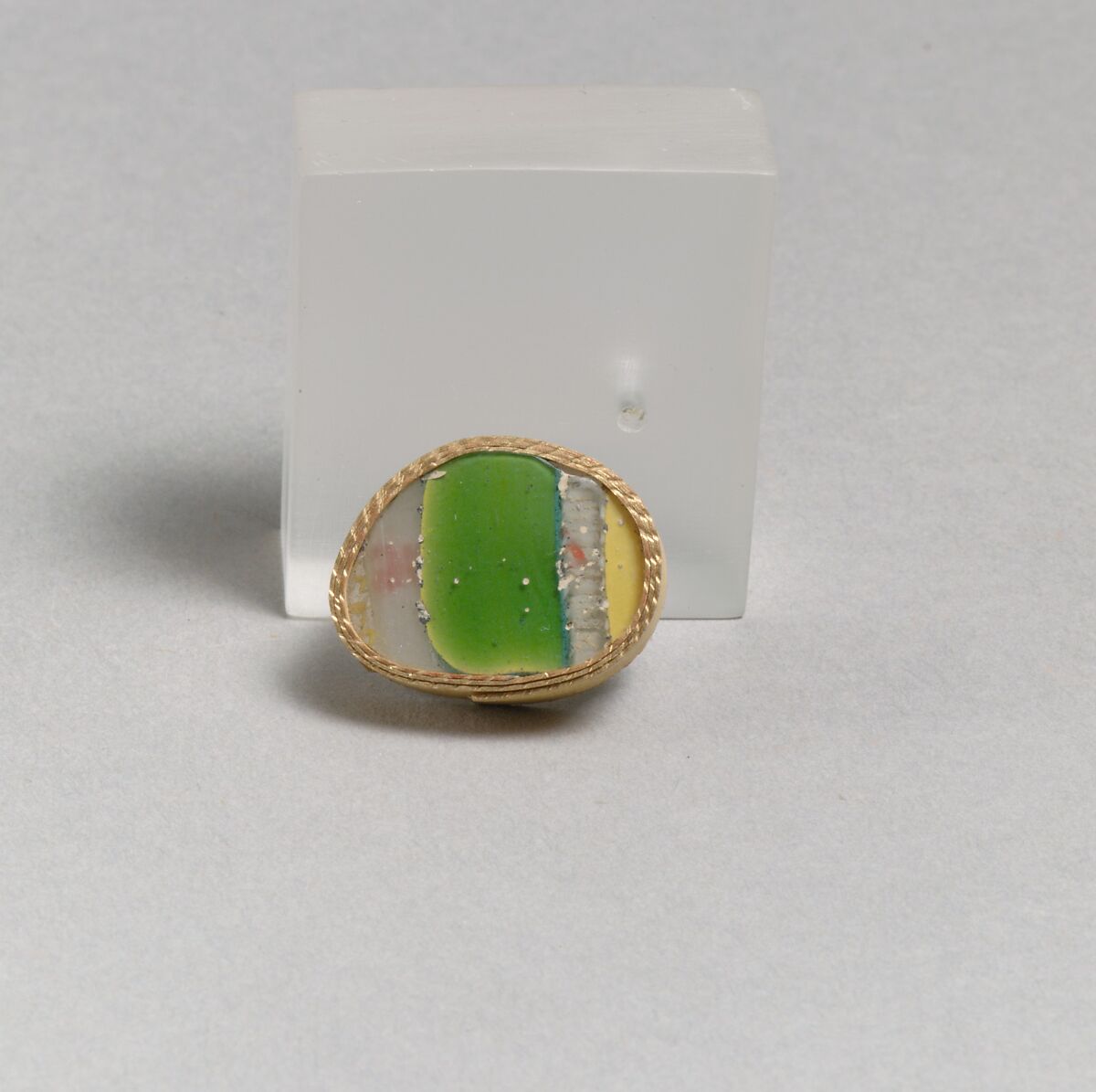 Glass striped mosaic fragment, Glass, Roman 