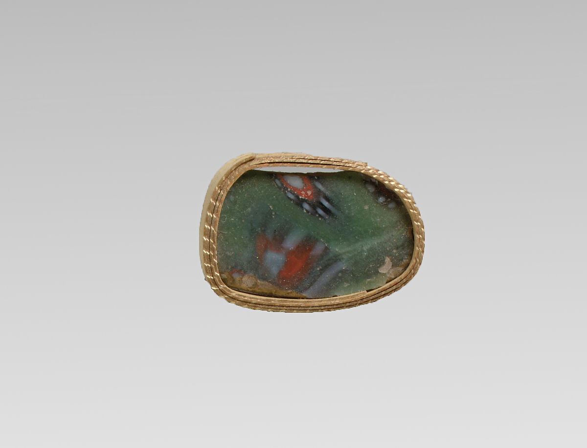 Glass mosaic base fragment, Glass, Roman 