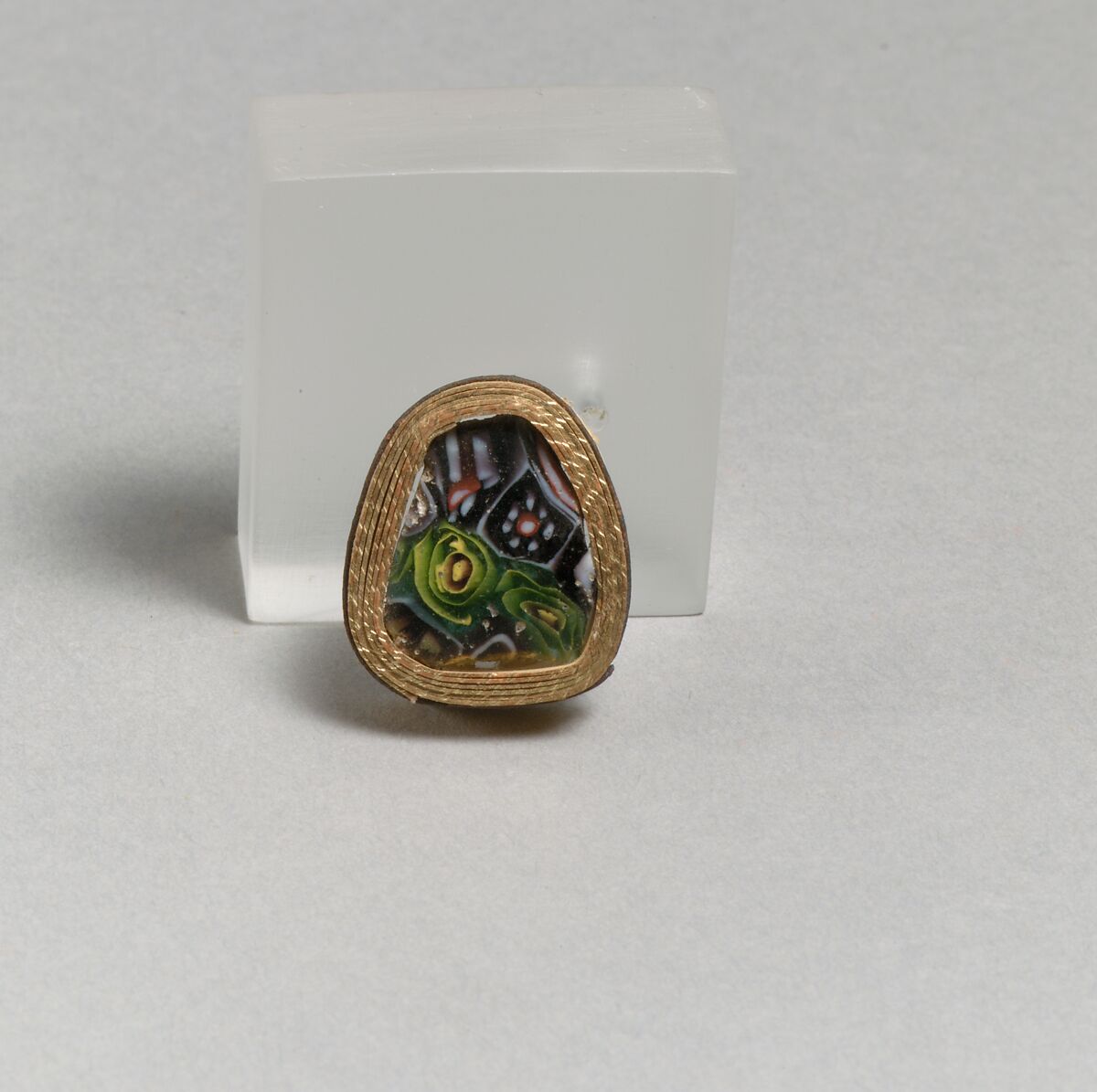 Glass mosaic carinated bowl fragment, Glass, Roman 