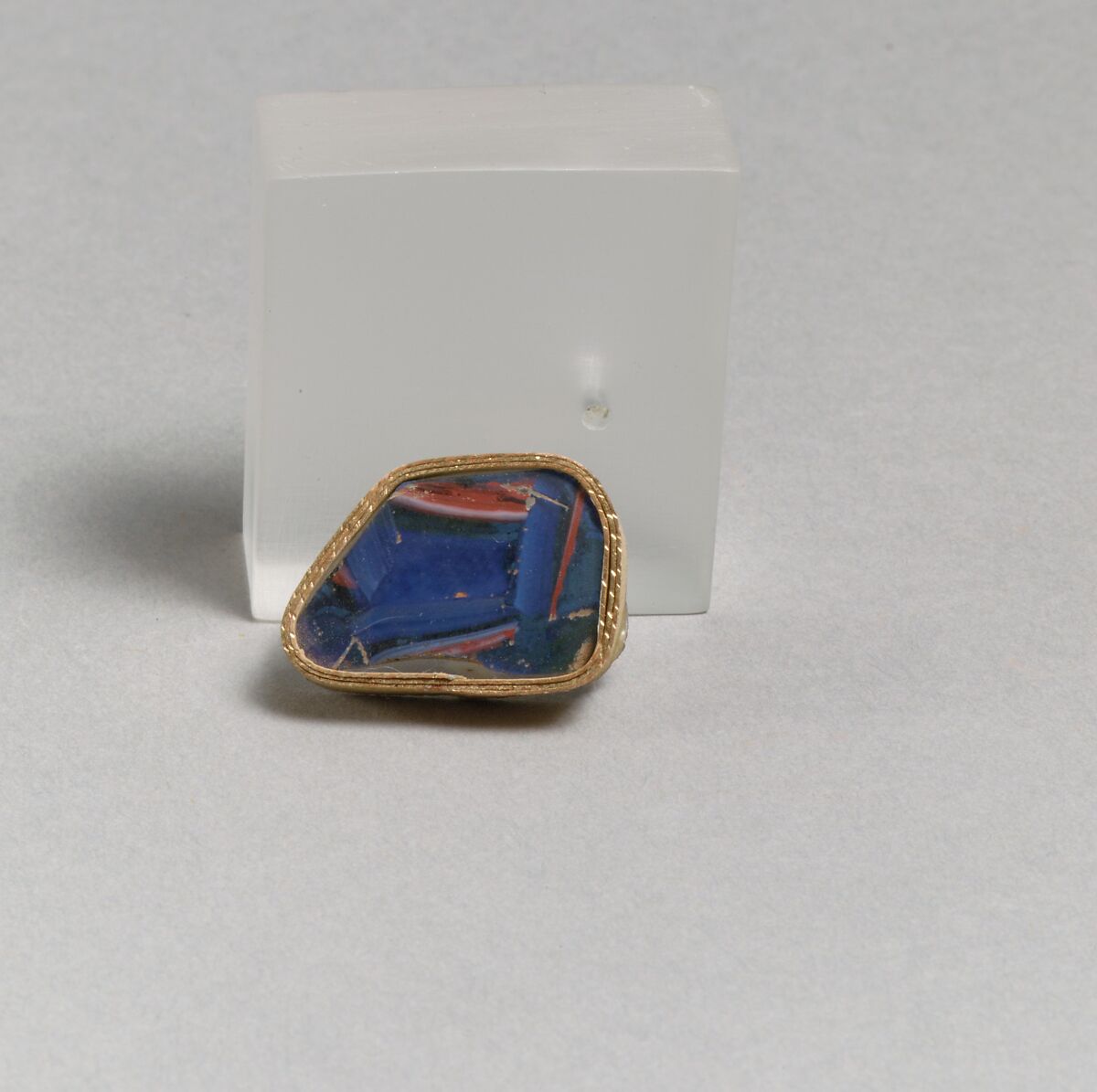 Glass short-strip mosaic fragment, Glass, Roman 