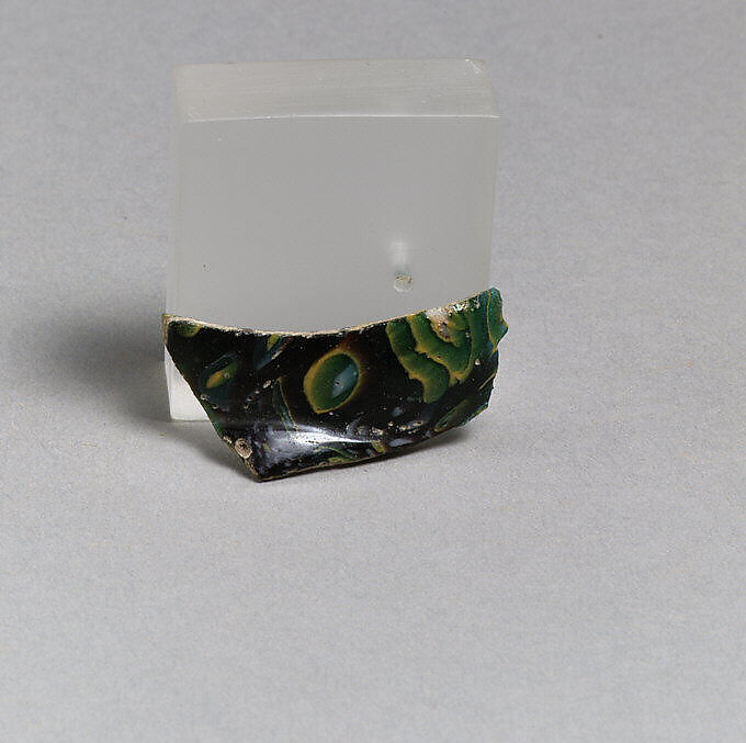 Glass mosaic carinated bowl fragment, Glass, Roman 