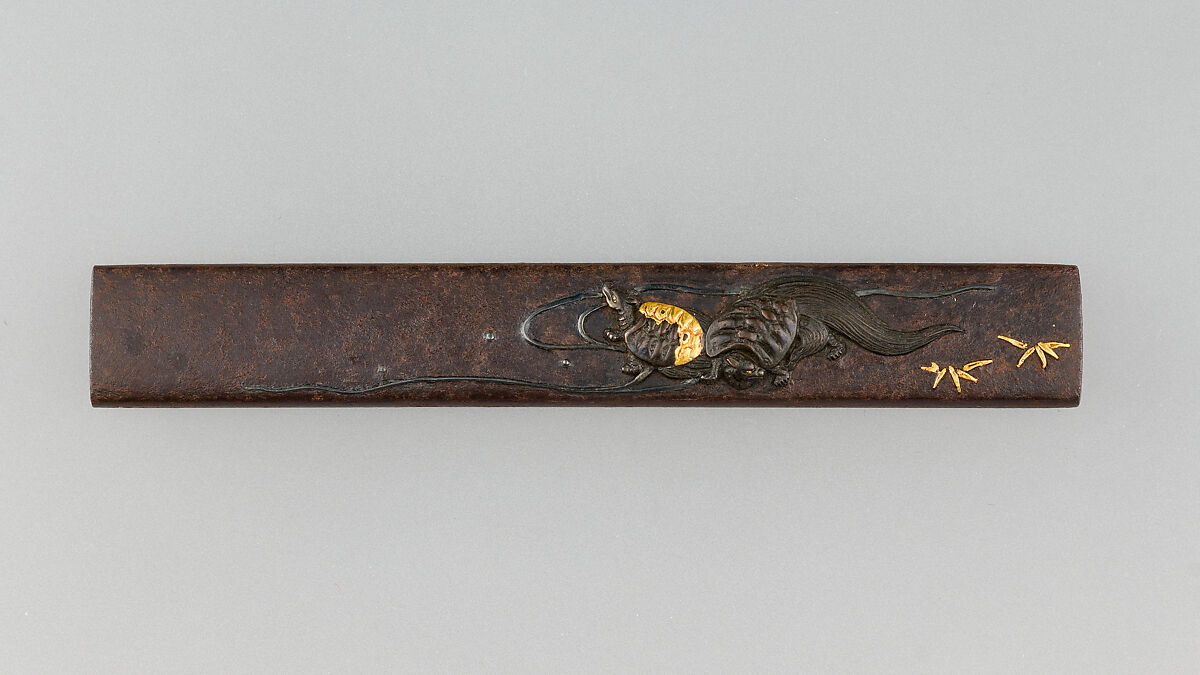 Knife Handle (Kozuka), Iron, silver, gold, Japanese 