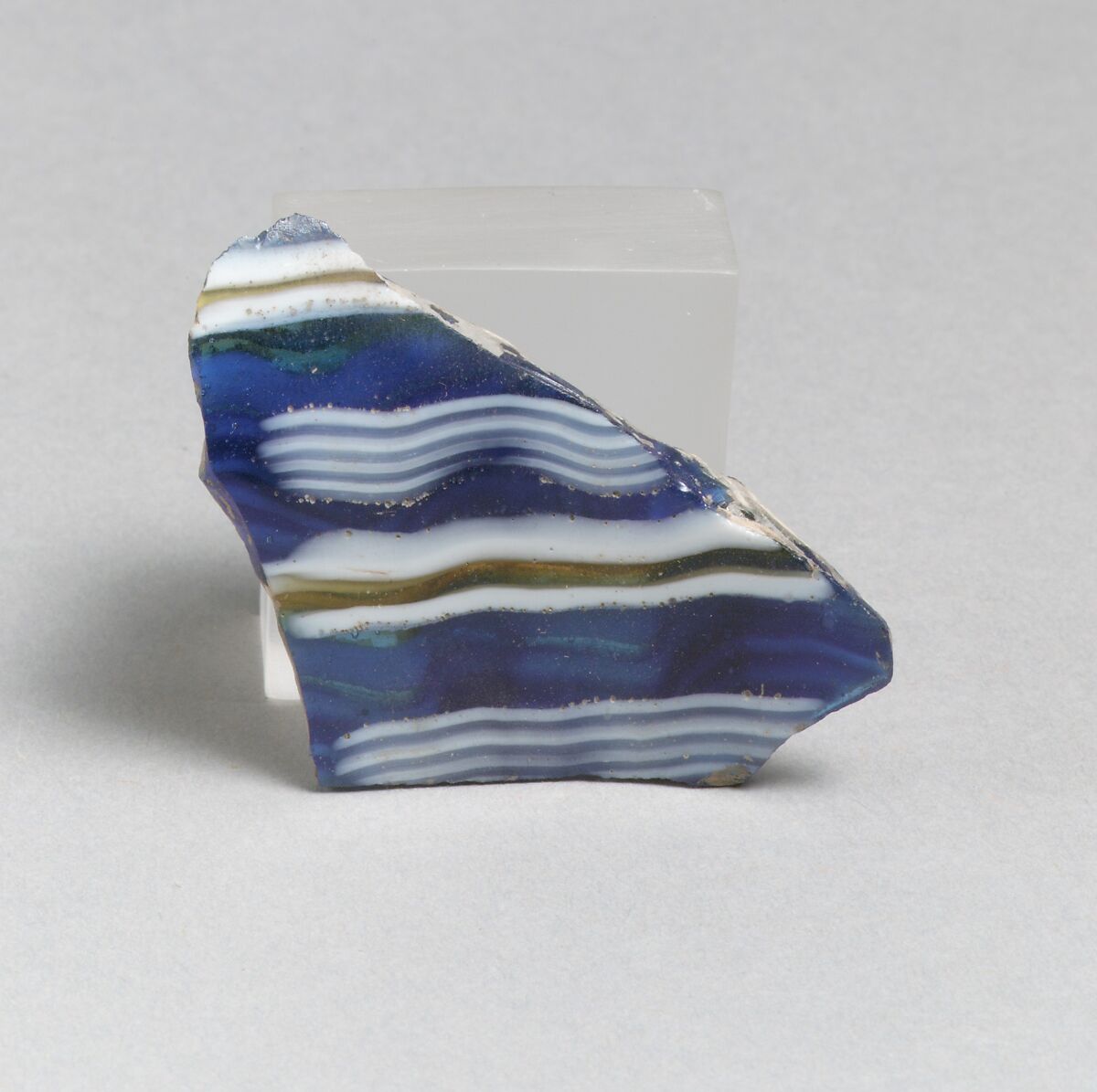 Glass mosaic ribbed bowl fragment, Glass, Roman