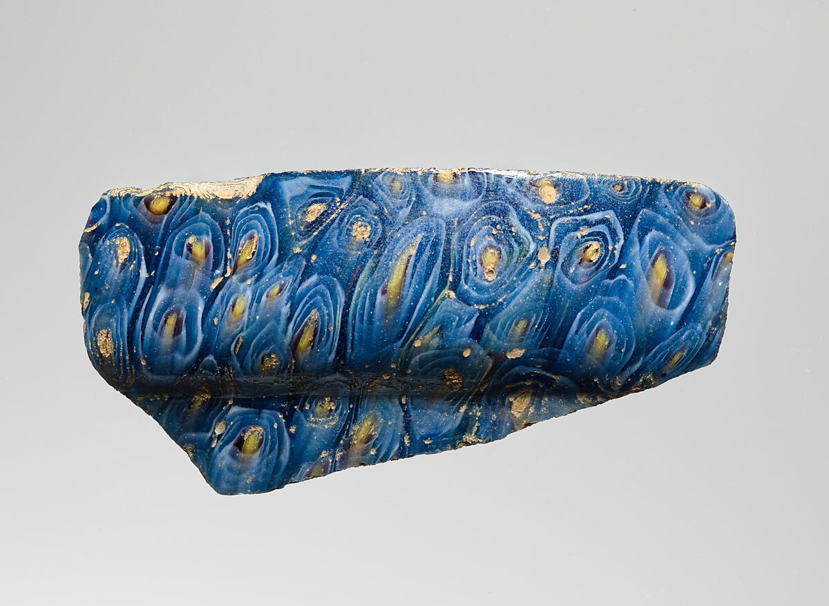 Glass mosaic carinated dish fragment, Glass, Roman