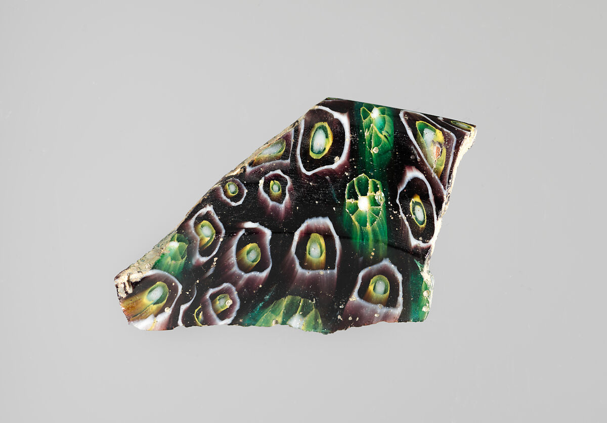 Glass mosaic carinated bowl fragment, Glass, Roman