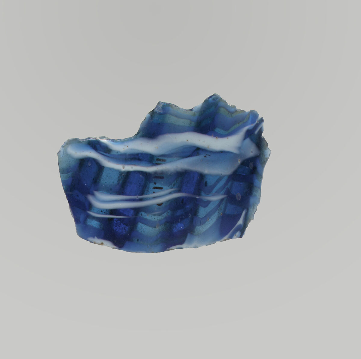 Glass mosaic ribbed bowl fragment, Glass, Roman 