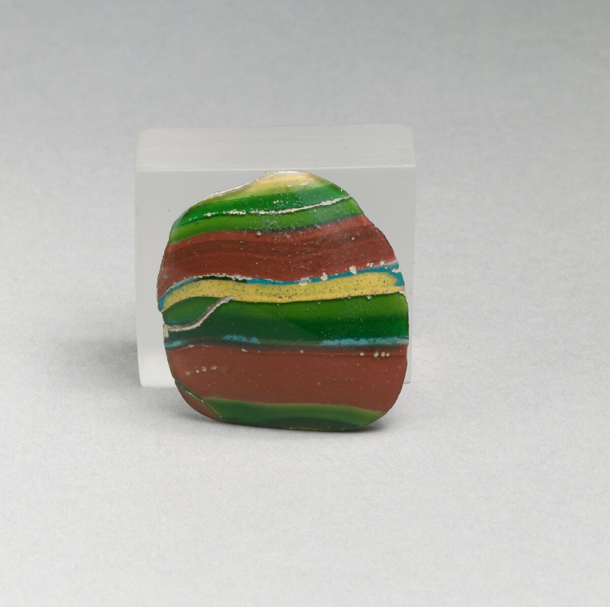 Glass striped mosaic bowl fragment, Glass, Roman