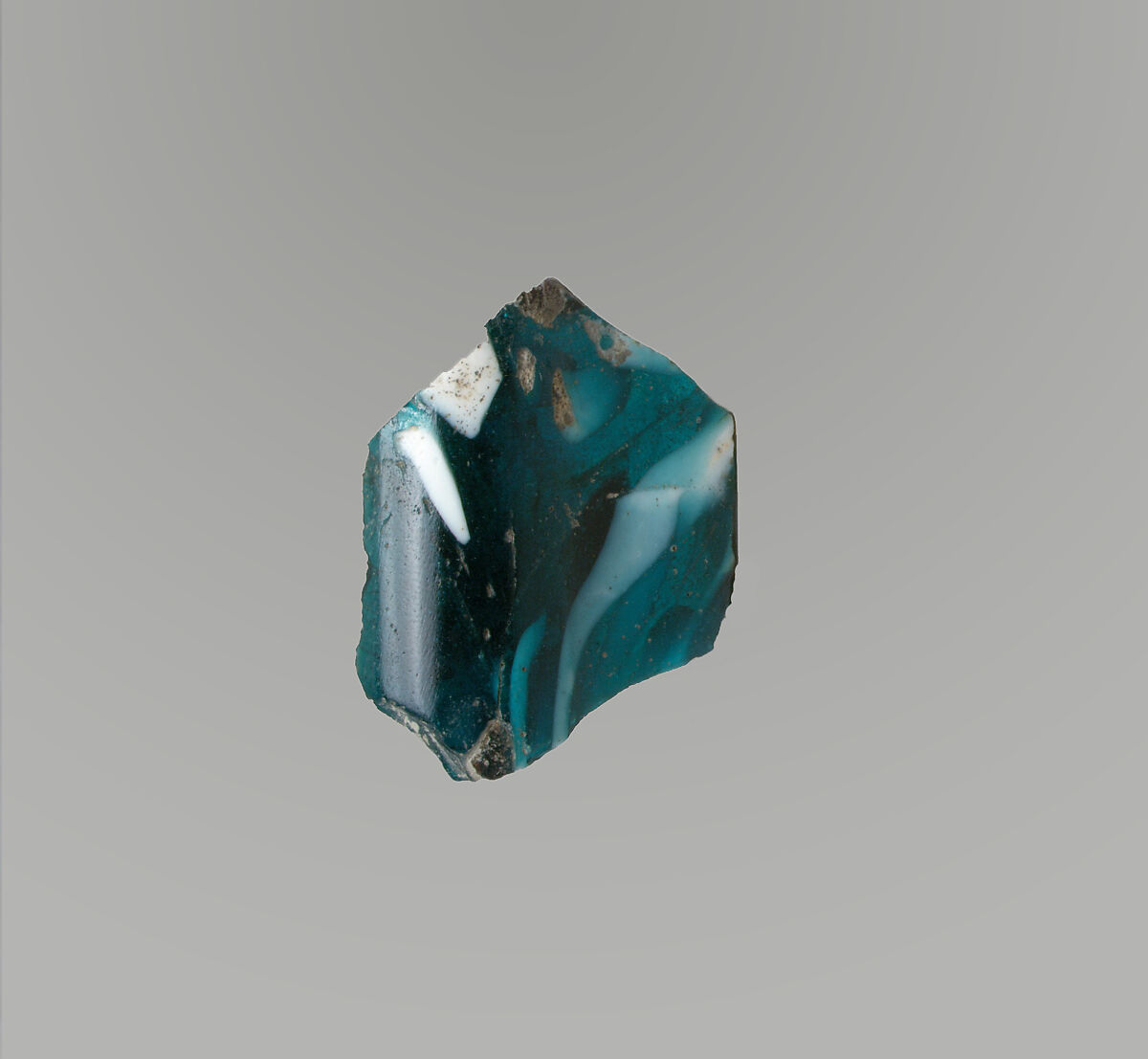 Glass mosaic ribbed bowl fragment, Glass, Roman 