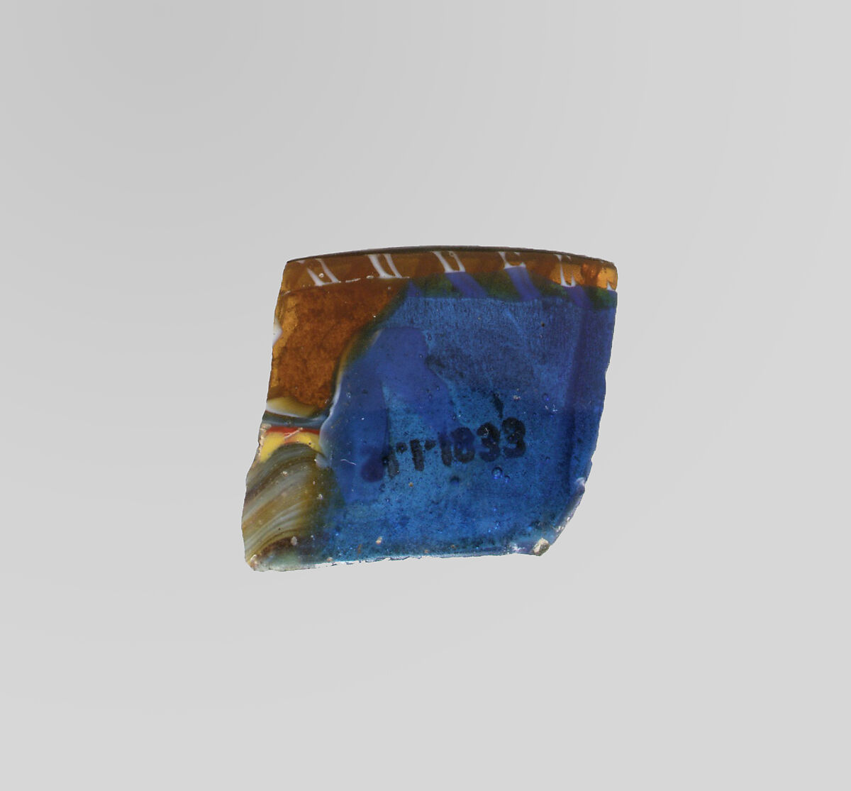 Glass short-strip mosaic bowl fragment, Glass, Roman 