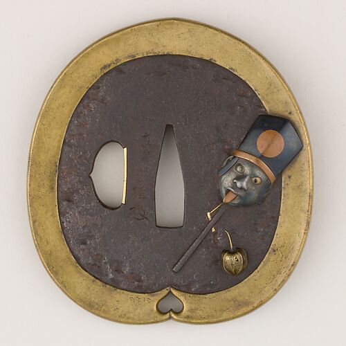 Sword guard (<i>Tsuba</i>) Depicting Head on Stick Toy (首人形図鐔)