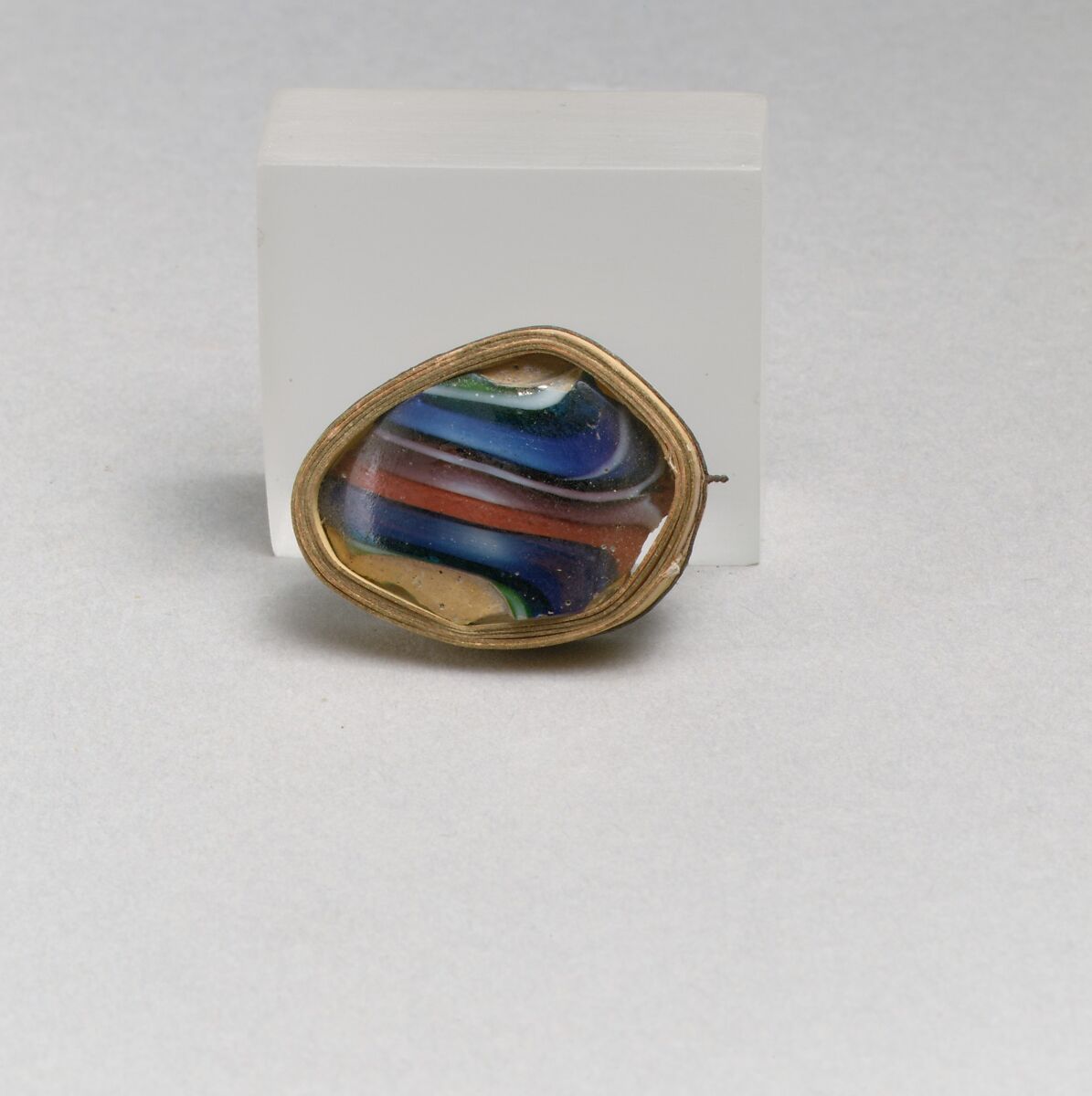 Glass mosaic fragment, Glass, Roman 