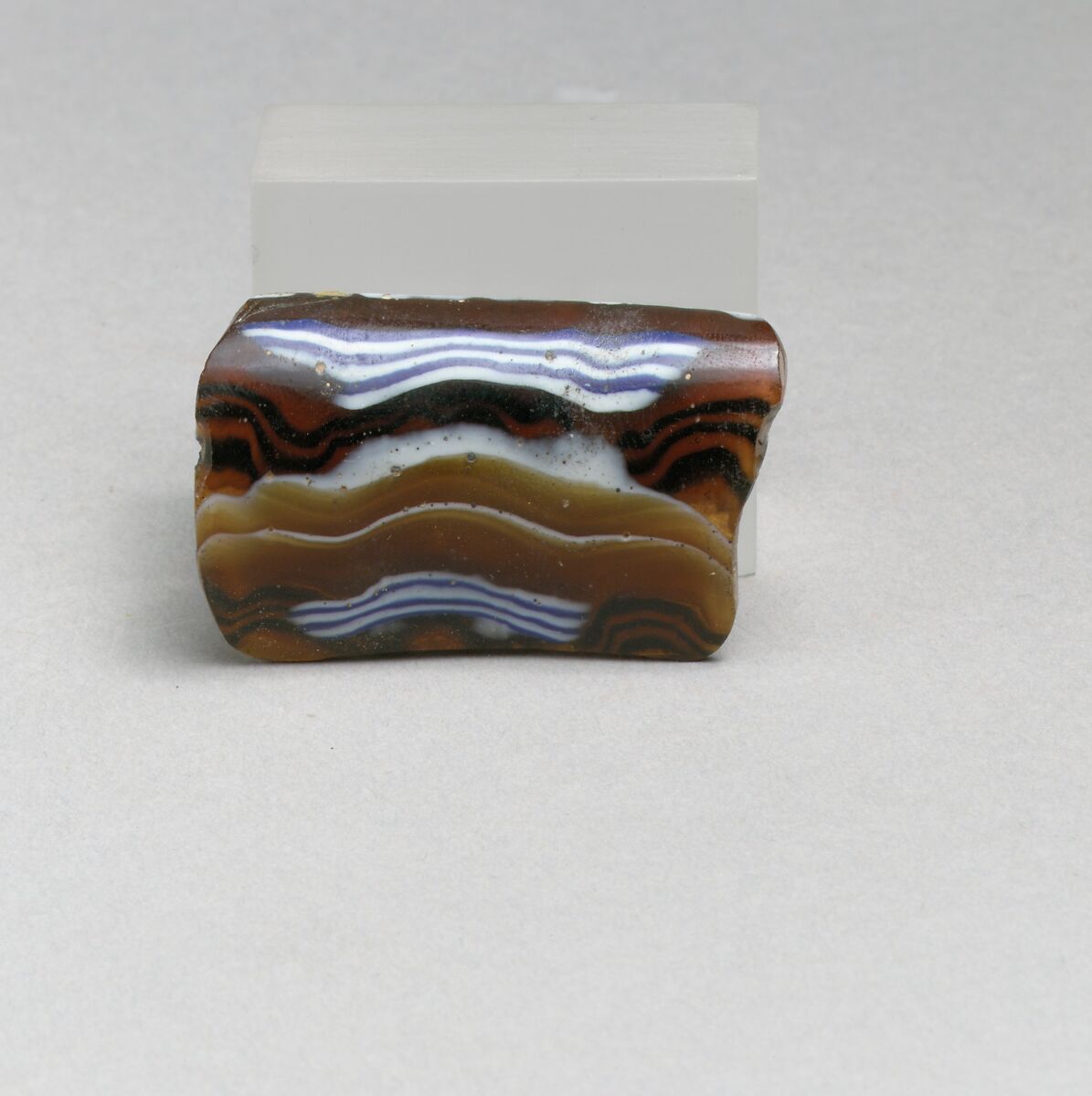 Glass mosaic ribbed bowl fragment, Glass, Roman 