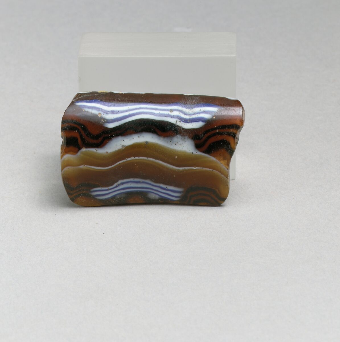 Glass mosaic ribbed bowl fragment, Glass, Roman