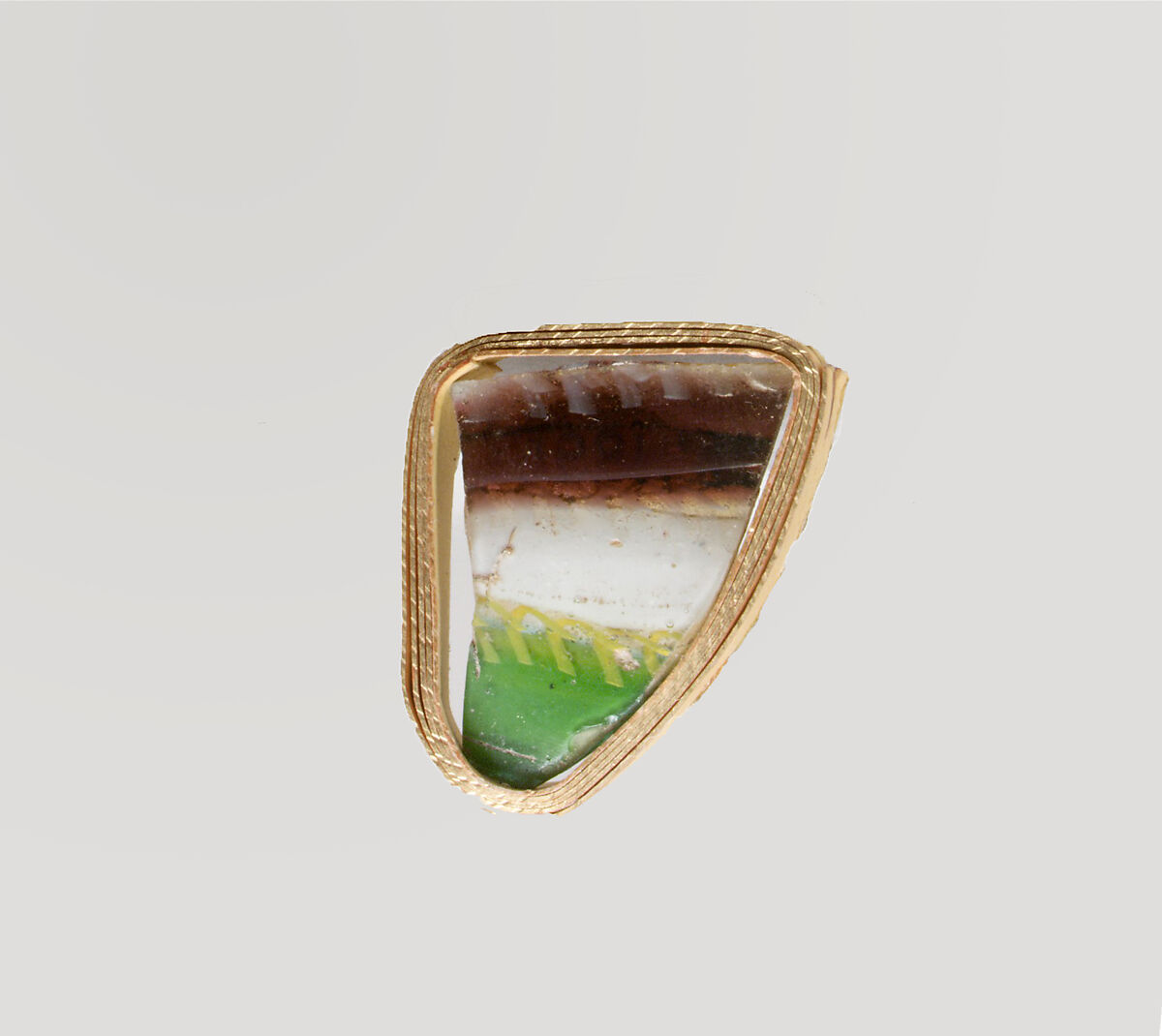Glass striped mosaic bowl fragment, Glass, Roman