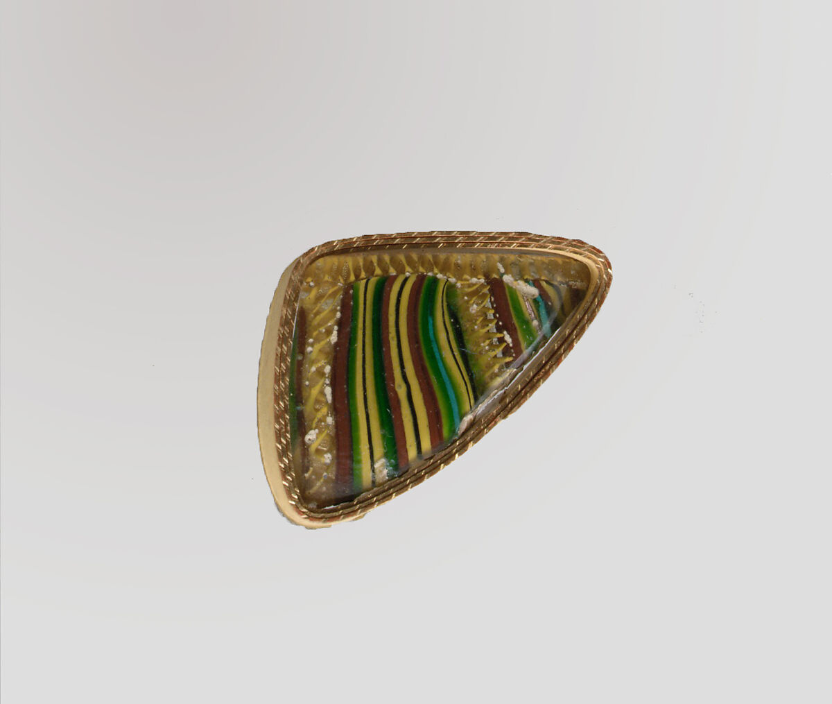 Glass striped mosaic bowl fragment, Glass, Roman 