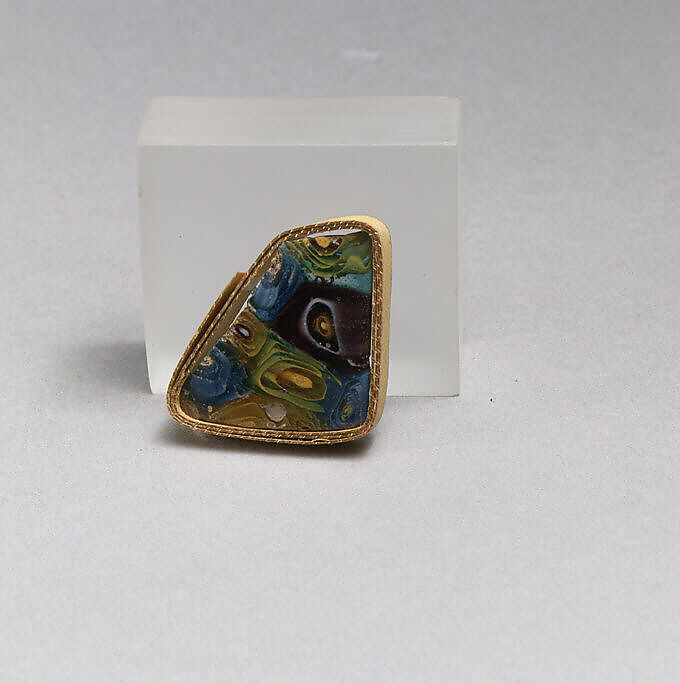 Glass mosaic bowl fragment, Glass, Roman 