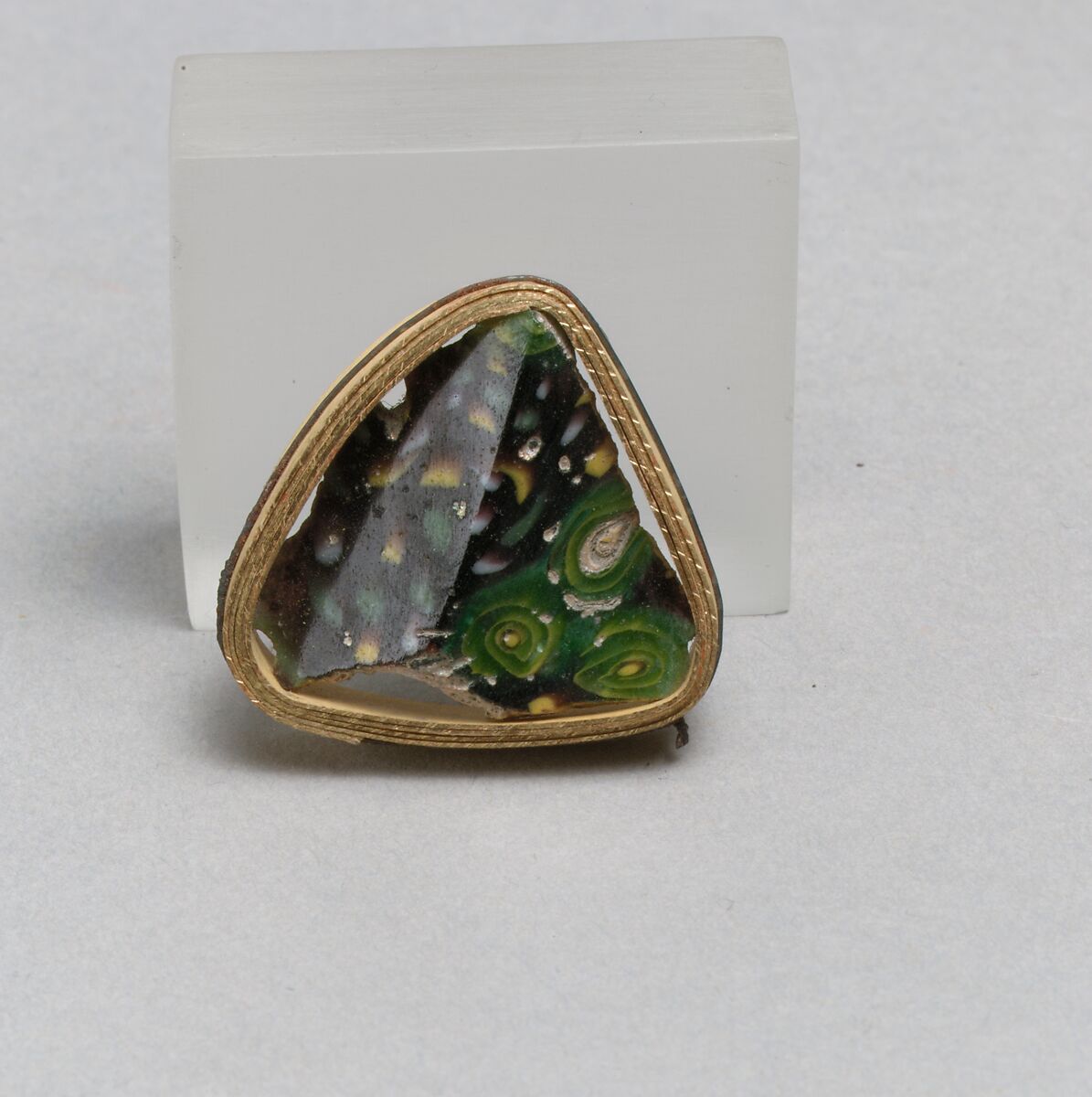 Glass mosaic carinated bowl fragment, Glass, Roman