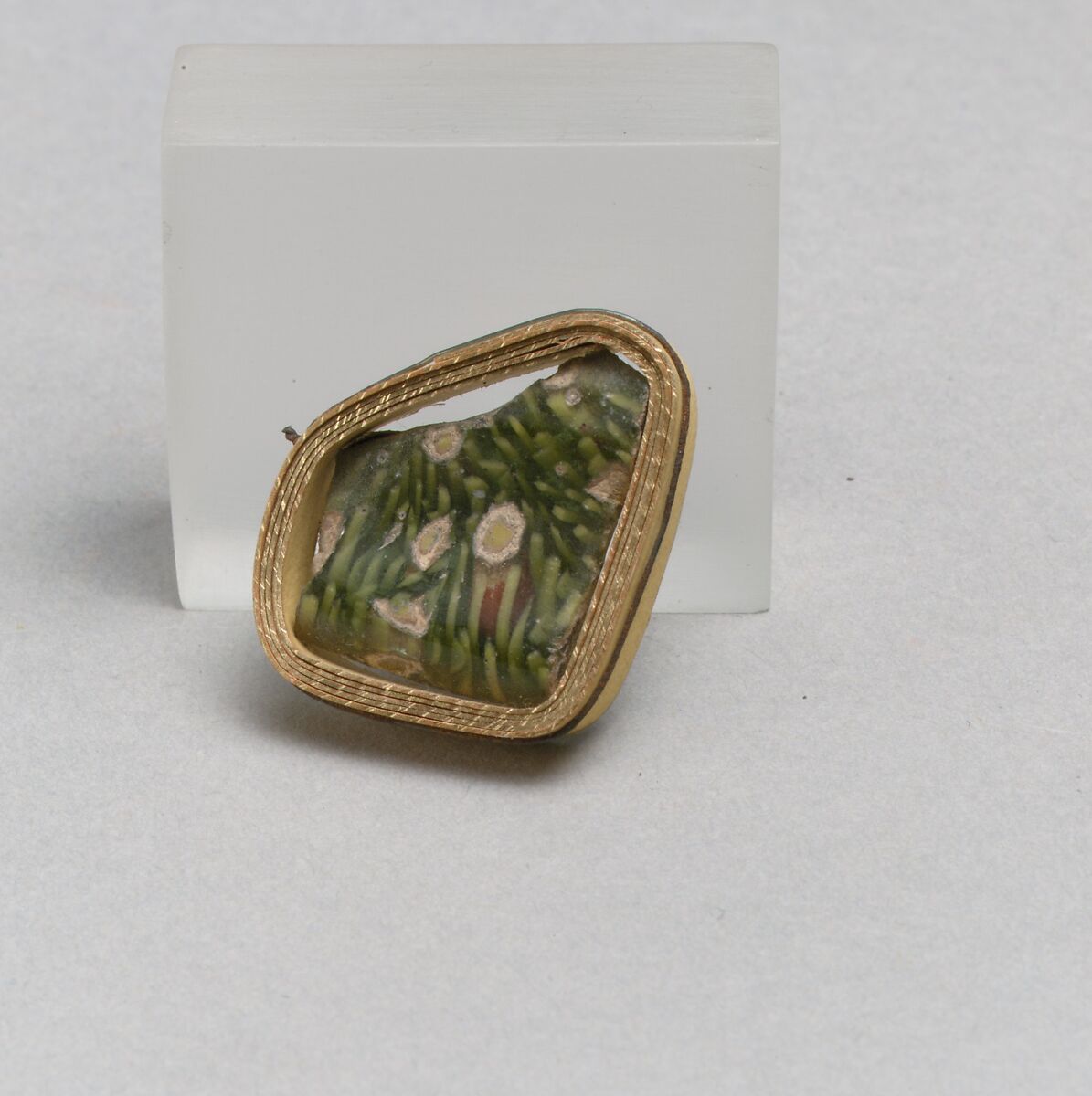 Glass mosaic carinated bowl fragment, Glass, Roman 
