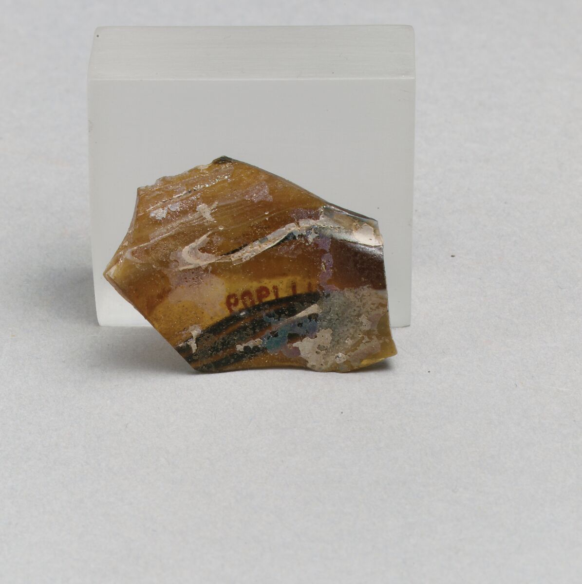 Glass mosaic ribbed bowl fragment, Glass, Roman