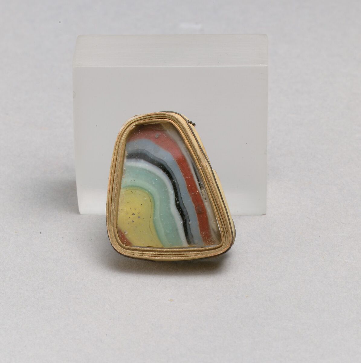 Glass striped mosaic bowl fragment, Glass, Roman 