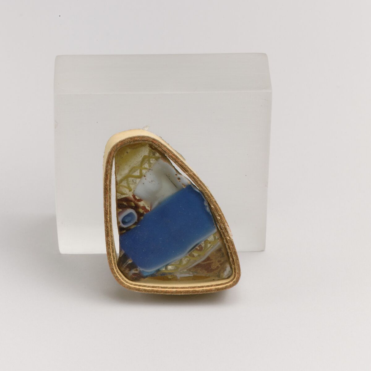 Glass striped mosaic bowl fragment, Glass, Roman 