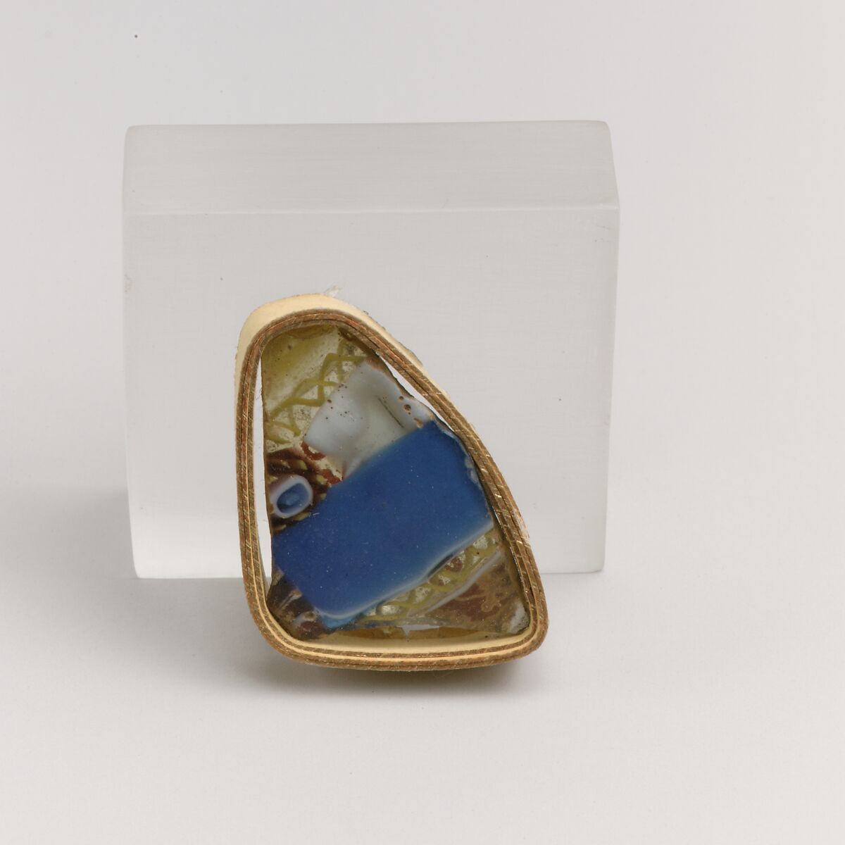 Glass striped mosaic bowl fragment, Glass, Roman