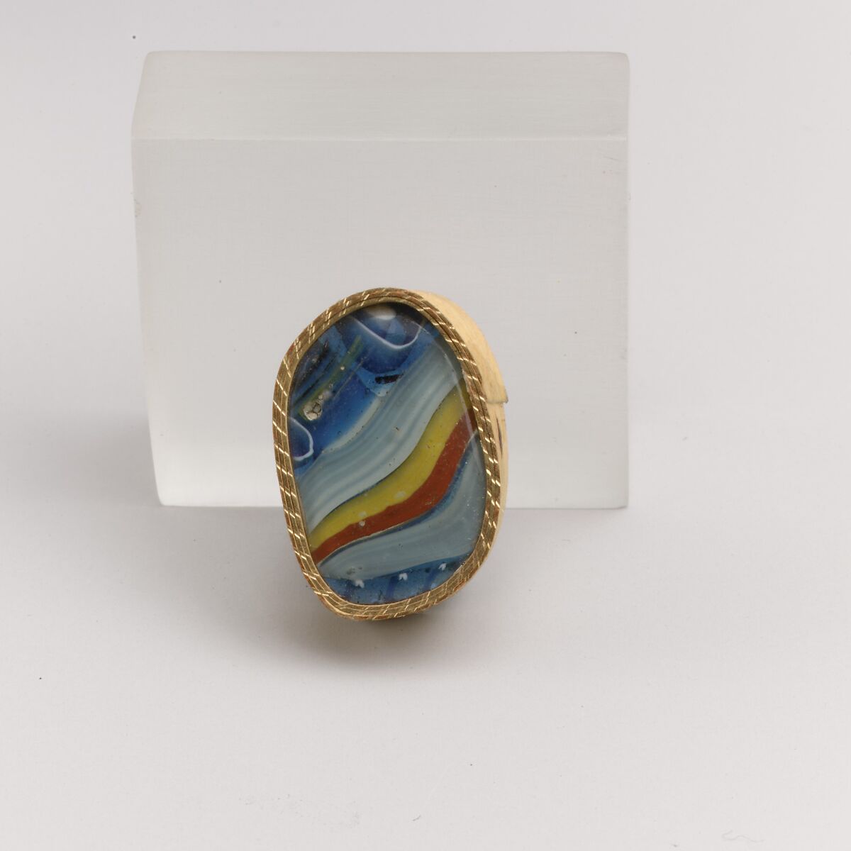 Glass striped mosaic fragment, Glass, Roman 