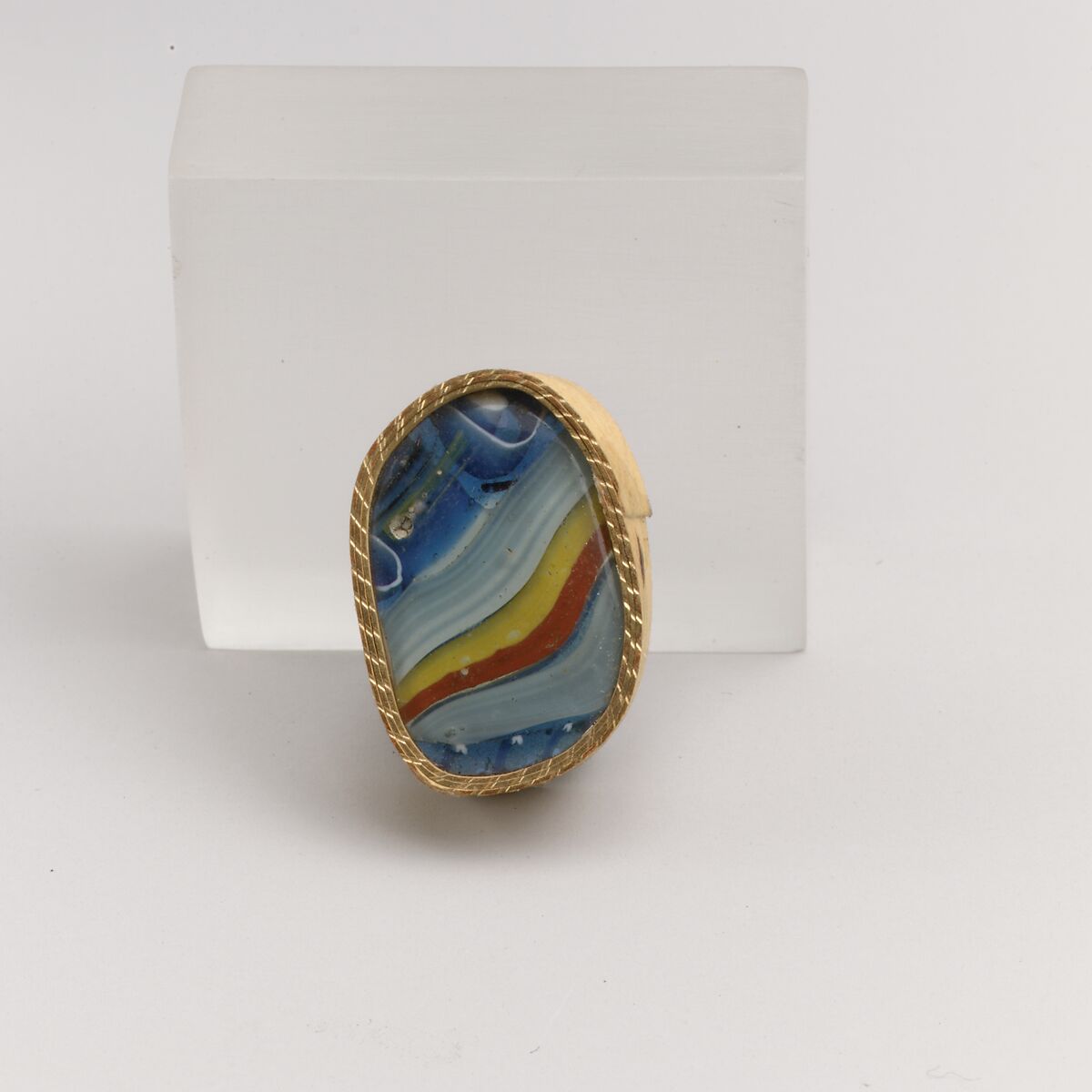 Glass striped mosaic fragment, Glass, Roman
