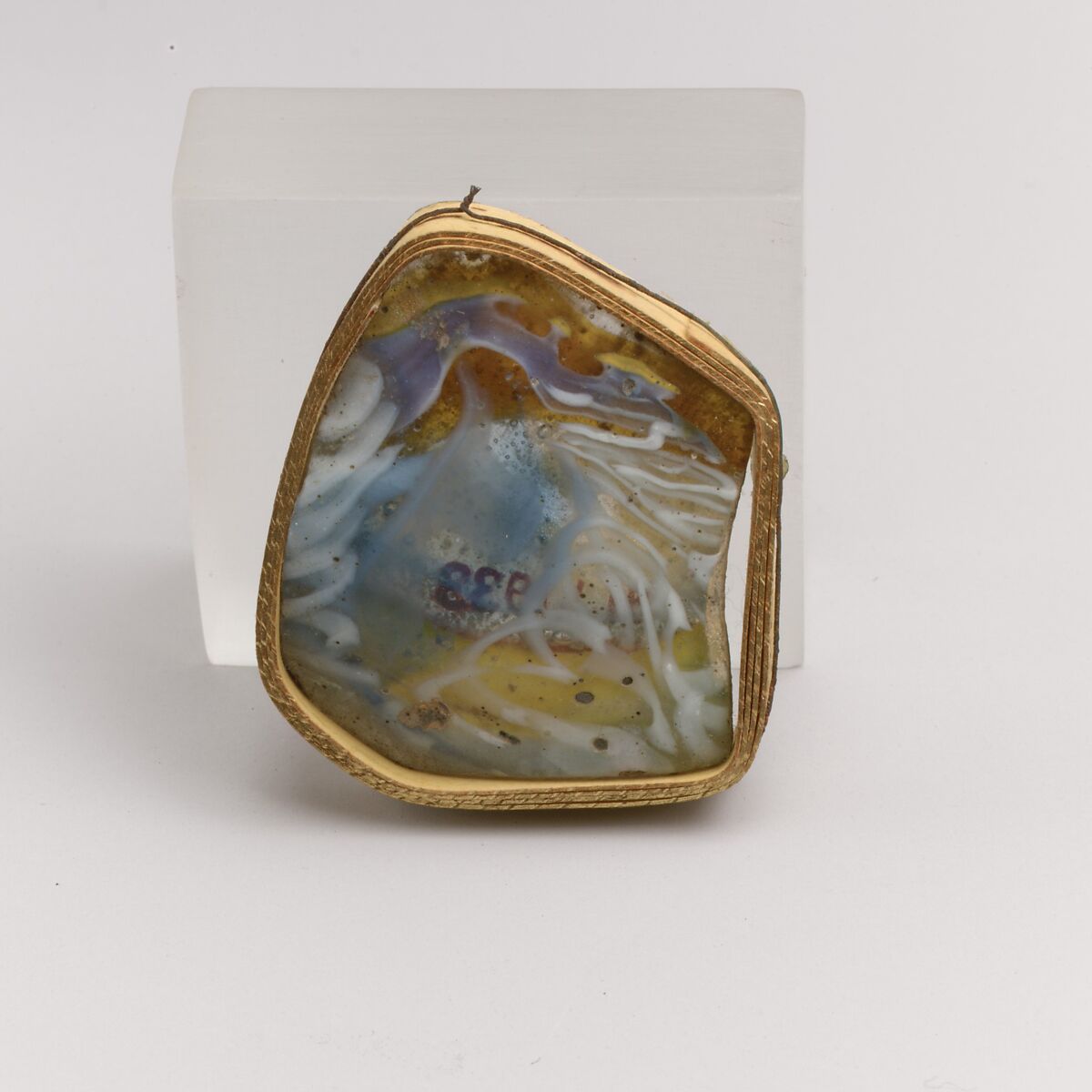 Glass mosaic fragment, Glass, Roman 