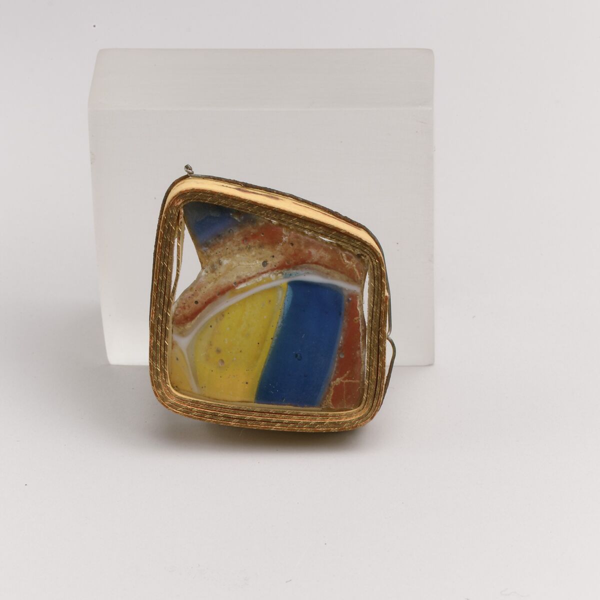 Glass short-strip mosaic bowl fragment, Glass, Roman 