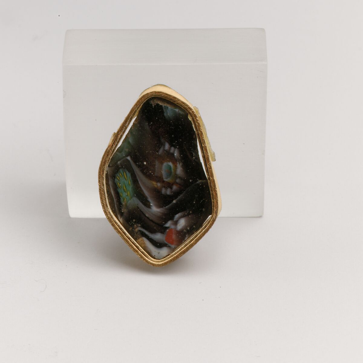 Glass mosaic carinated bowl fragment, Glass, Roman