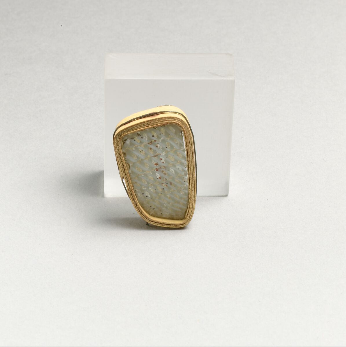 Glass network mosaic fragment, Glass, Roman