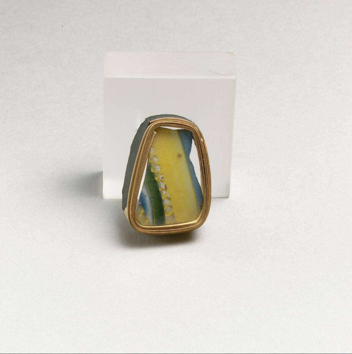 Glass striped mosaic fragment, Glass, Roman