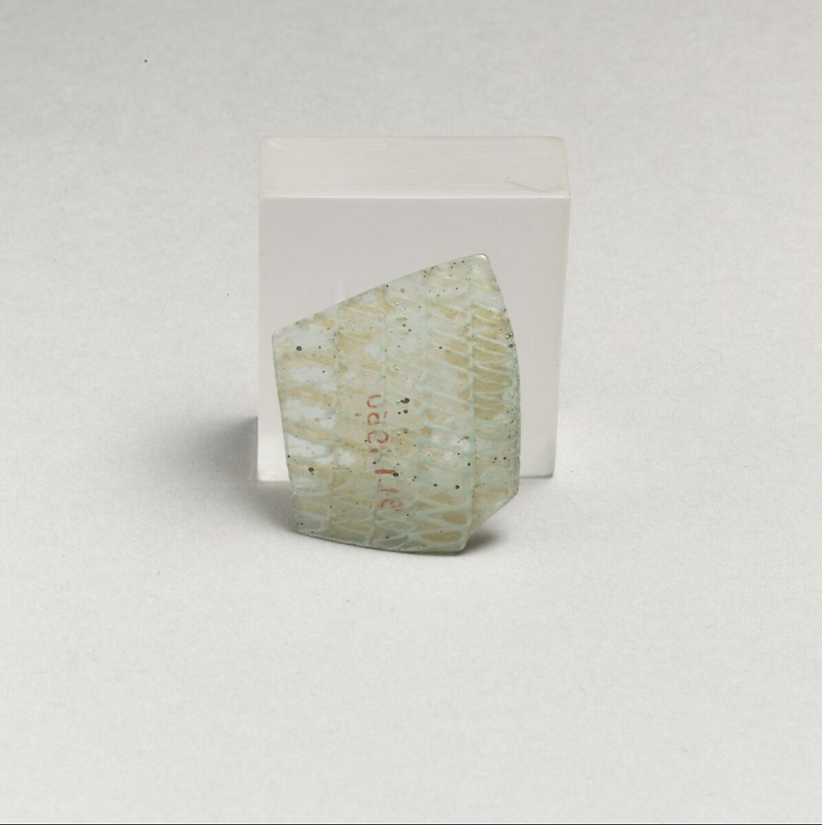 Glass network mosaic fragment, Glass, Roman