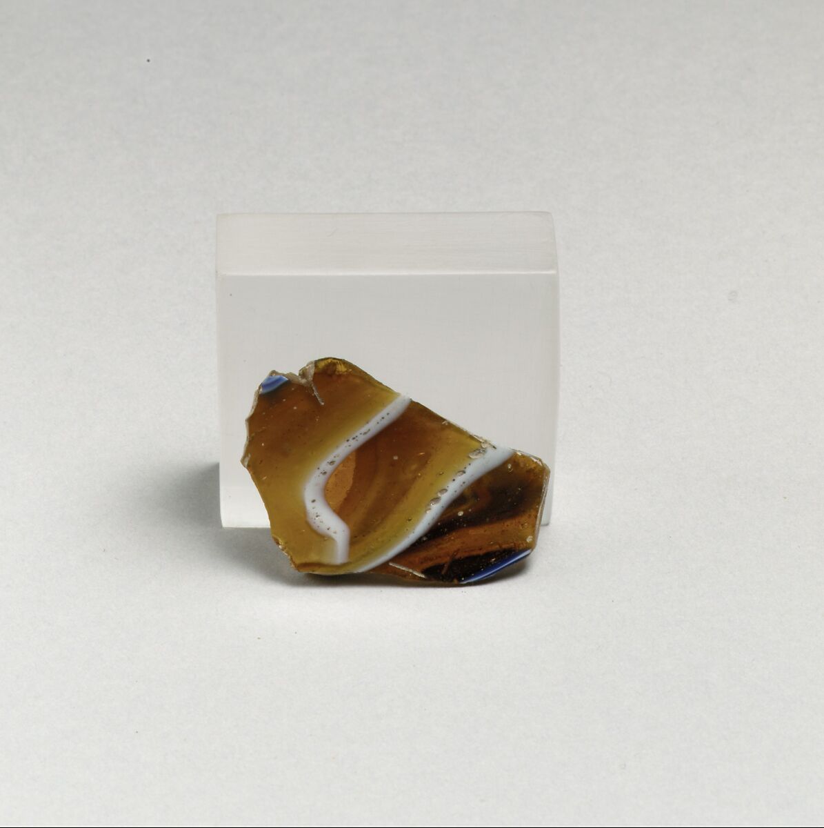 Glass mosaic ribbed bowl fragment, Glass, Roman