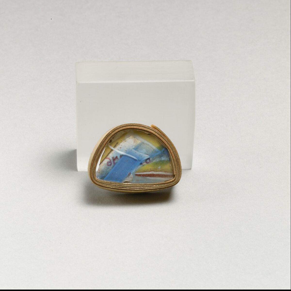 Glass short-strip mosaic fragment, Glass, Roman 