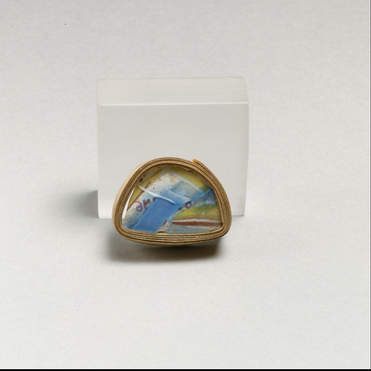 Glass short-strip mosaic fragment, Glass, Roman