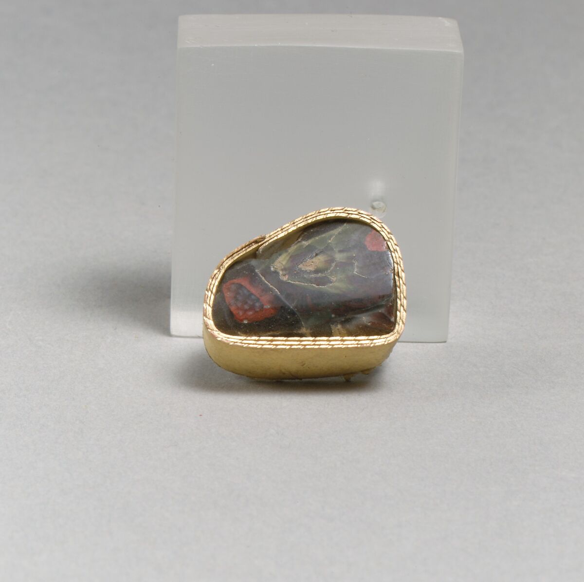Glass mosaic carinated bowl fragment, Glass, Roman 