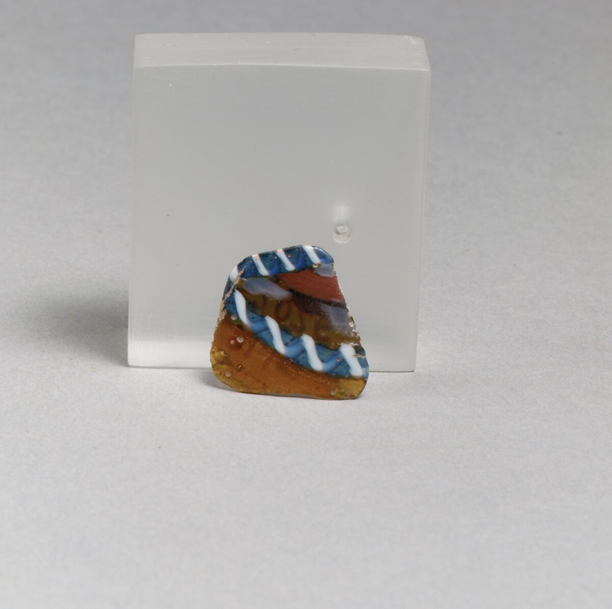 Glass striped mosaic bowl fragment, Glass, Roman