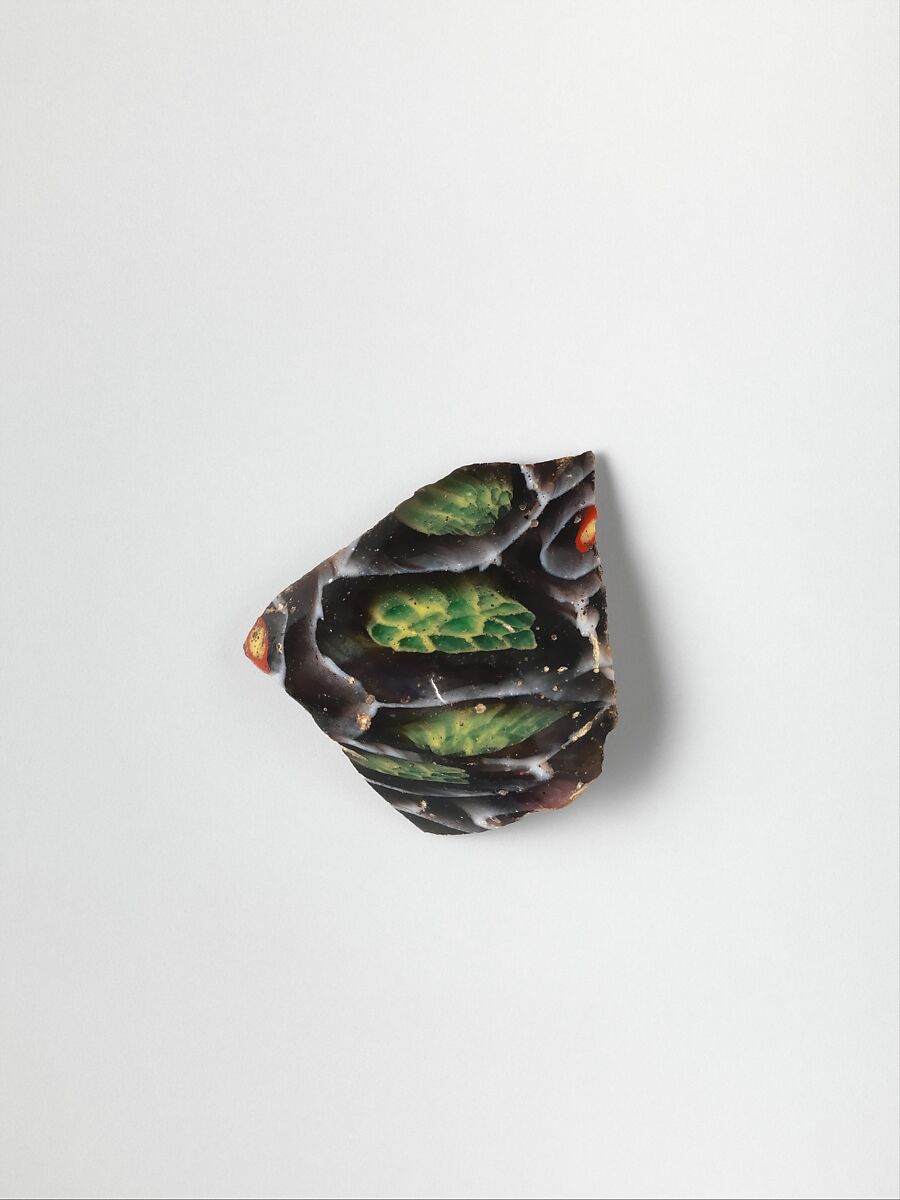 Glass mosaic box (pyxis) fragment, Glass, Roman