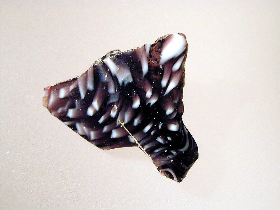 Glass mosaic ribbed bowl fragment, Glass, Roman 