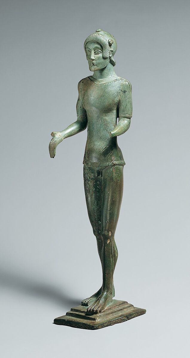 Bronze statuette of a standing male figure, Bronze, Campanian or South Italian Greek 