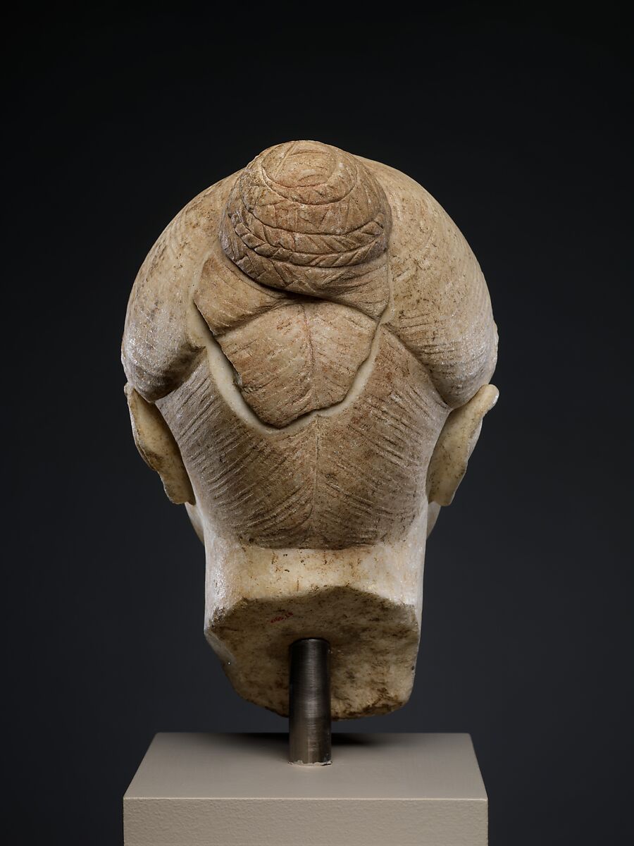 Marble head of an elderly woman, Marble, Roman
