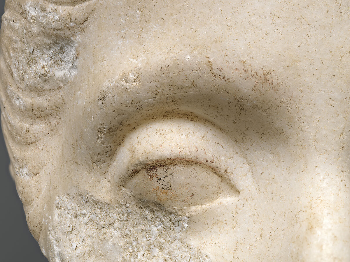 Marble head of an elderly woman, Marble, Roman